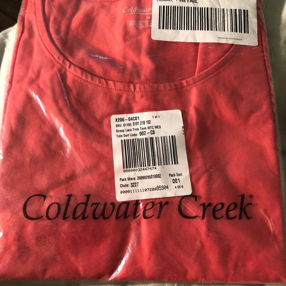 NWT Coldwater Creek Lace Trim Tank